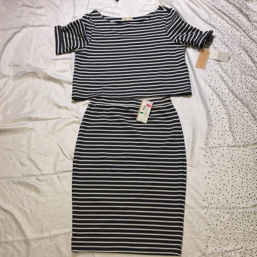 Top and skirt striped set